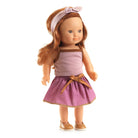 Doll with a pink dress and headband on a white background
