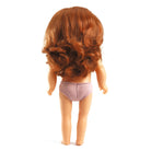 Doll with long red hair and pink underwear on a white background