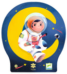 Illustration of an astronaut on a moon with stars and space elements, featuring the Djeco brand.