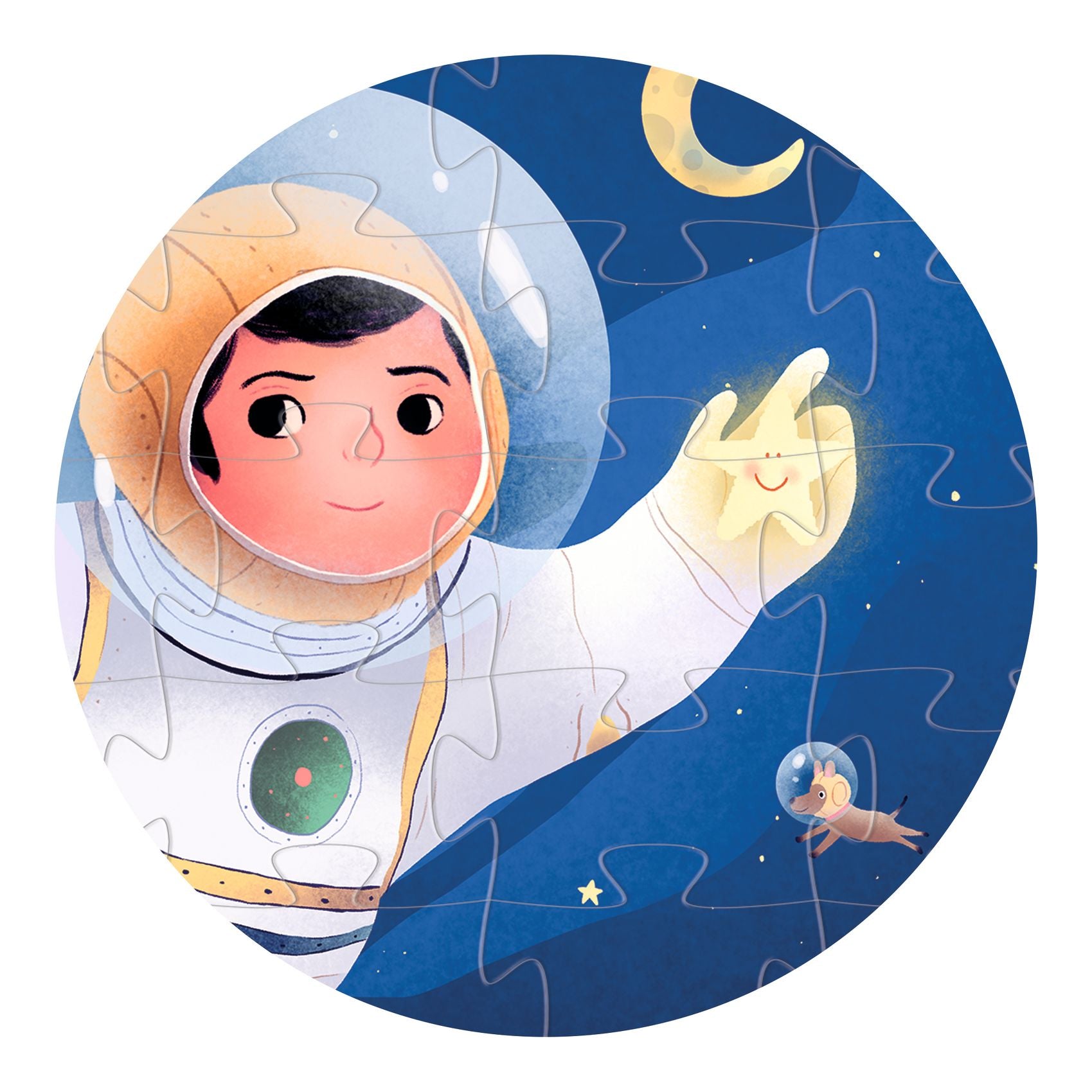 Illustration of an astronaut in space with a blue background