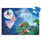 Children's puzzle with fairy, unicorn, and forest animals on a blue background