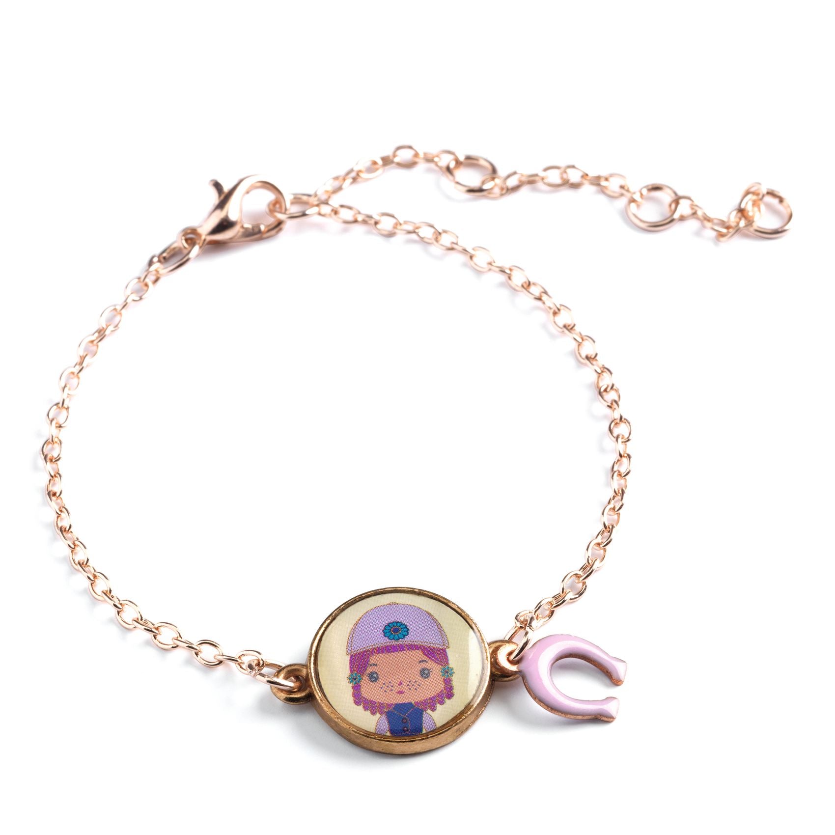 Bracelet with a character charm on a white background