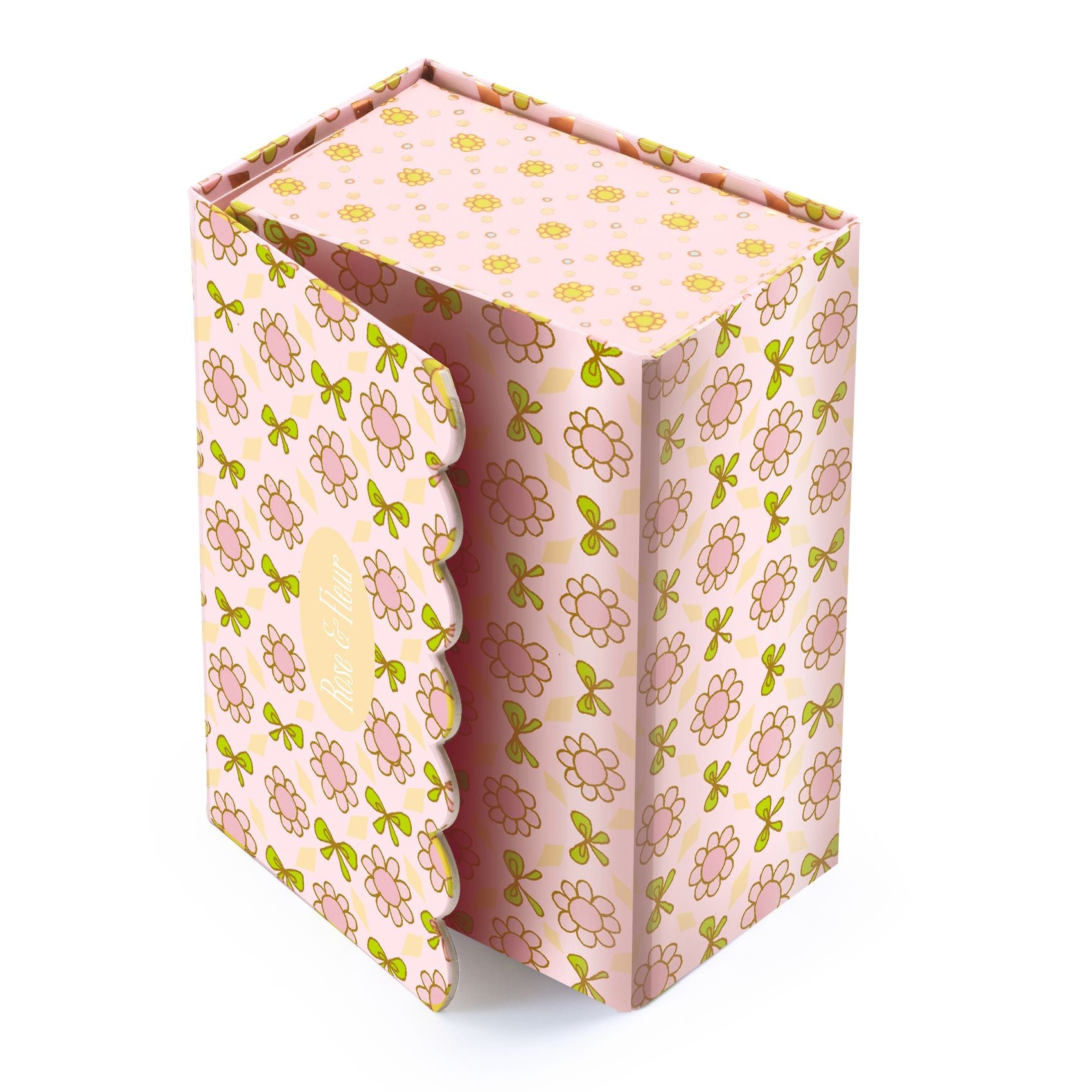 Floral-patterned box on a white background