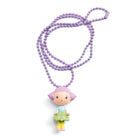 Necklace with a small figurine pendant on a white background