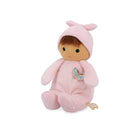 Pink plush toy with a butterfly design on a white background