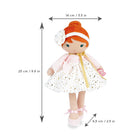 Measurement chart of a doll with dimensions labeled