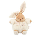 Plush toy rabbit with a white outfit on a white background
