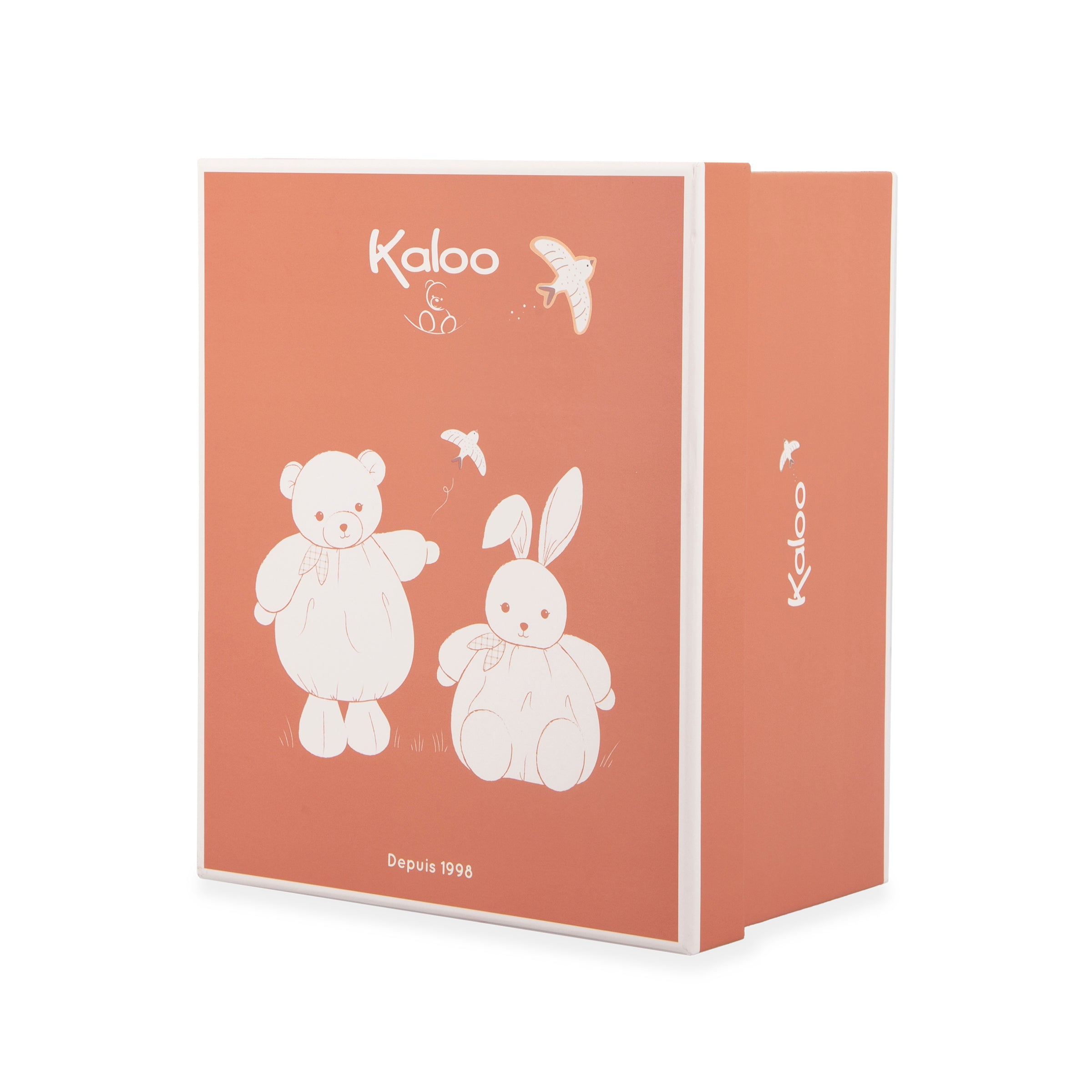 Product packaging with Kaloo branding and illustrations of a bear and a rabbit on a white background