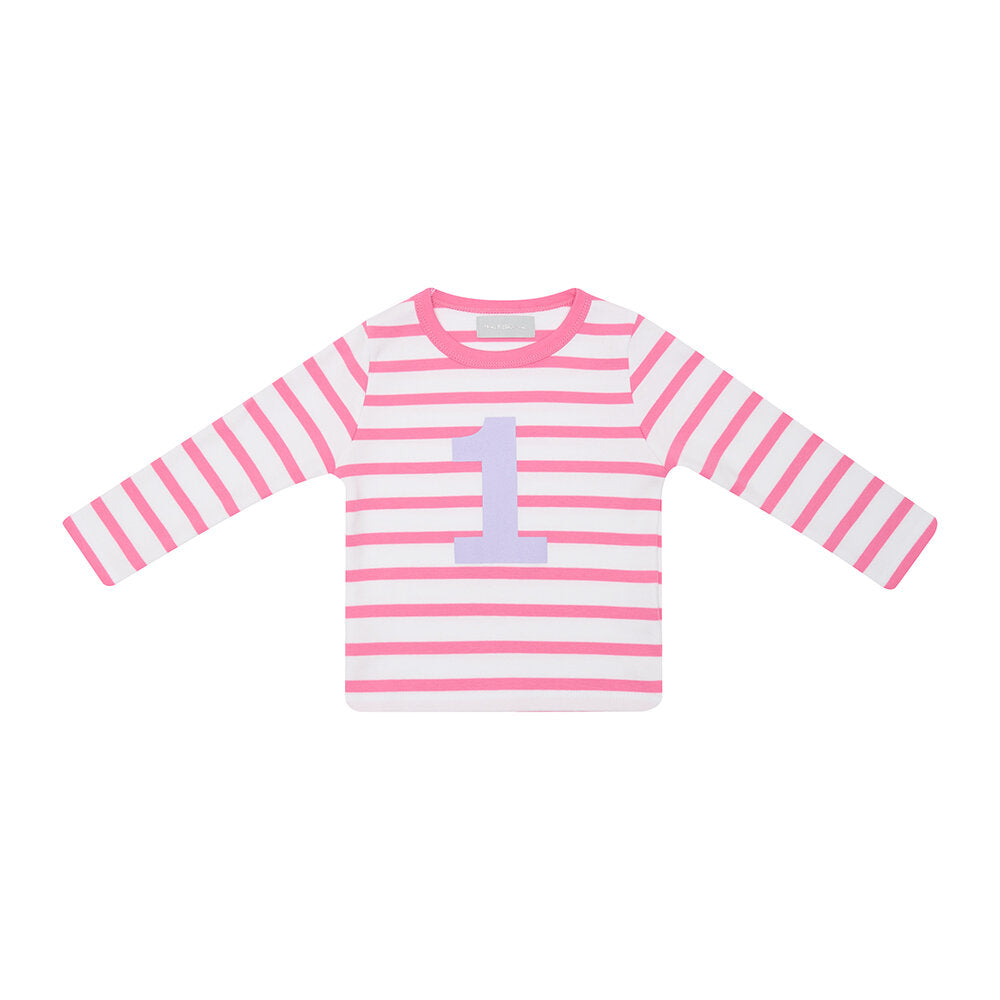 Number 1 Breton T-Shirt - Hot Pink & White