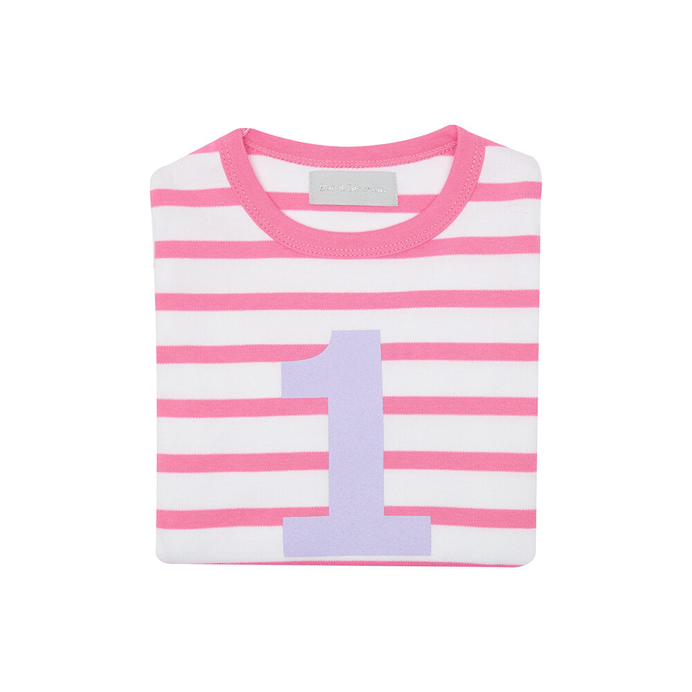 Number 1 Breton T-Shirt - Hot Pink & White