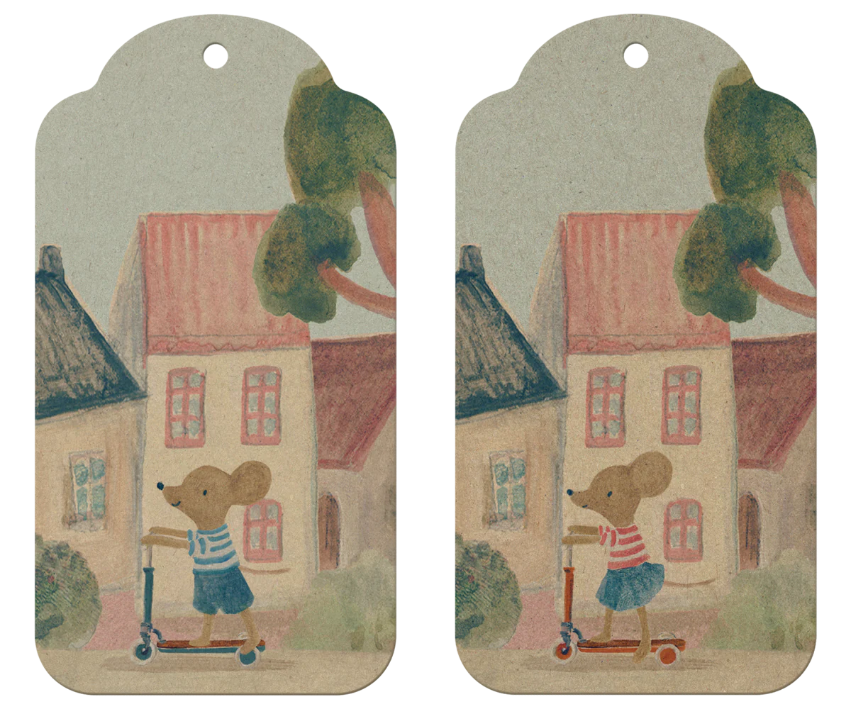 Maileg mouse scooter gift tags