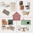 Collage of miniature furniture pieces with 'Maileg Mouse House Furniture Bundle' text.