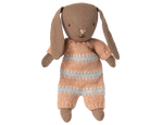 Maileg Bunny, Micro - Brown - Dusty rose knitted suit