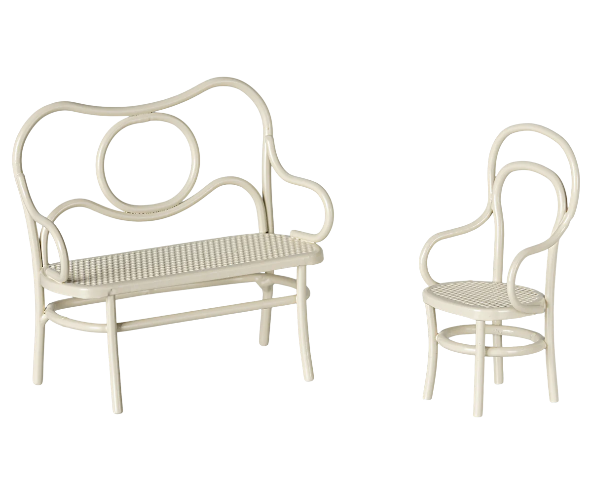 Maileg Cafe Set for Brother & Sister Mice, White 
