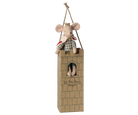 maileg king Stuffed mouse in a small tower with a white background