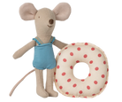 Maileg Little Sister Beach Mouse with Float, Red Dot 