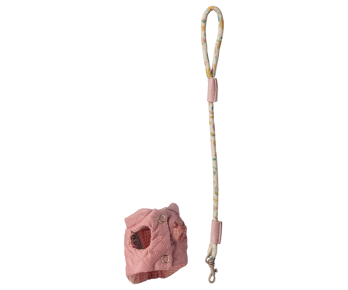 Maileg Pet supply, Harness and leash - Rose