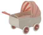 Maileg baby mouse pram coral