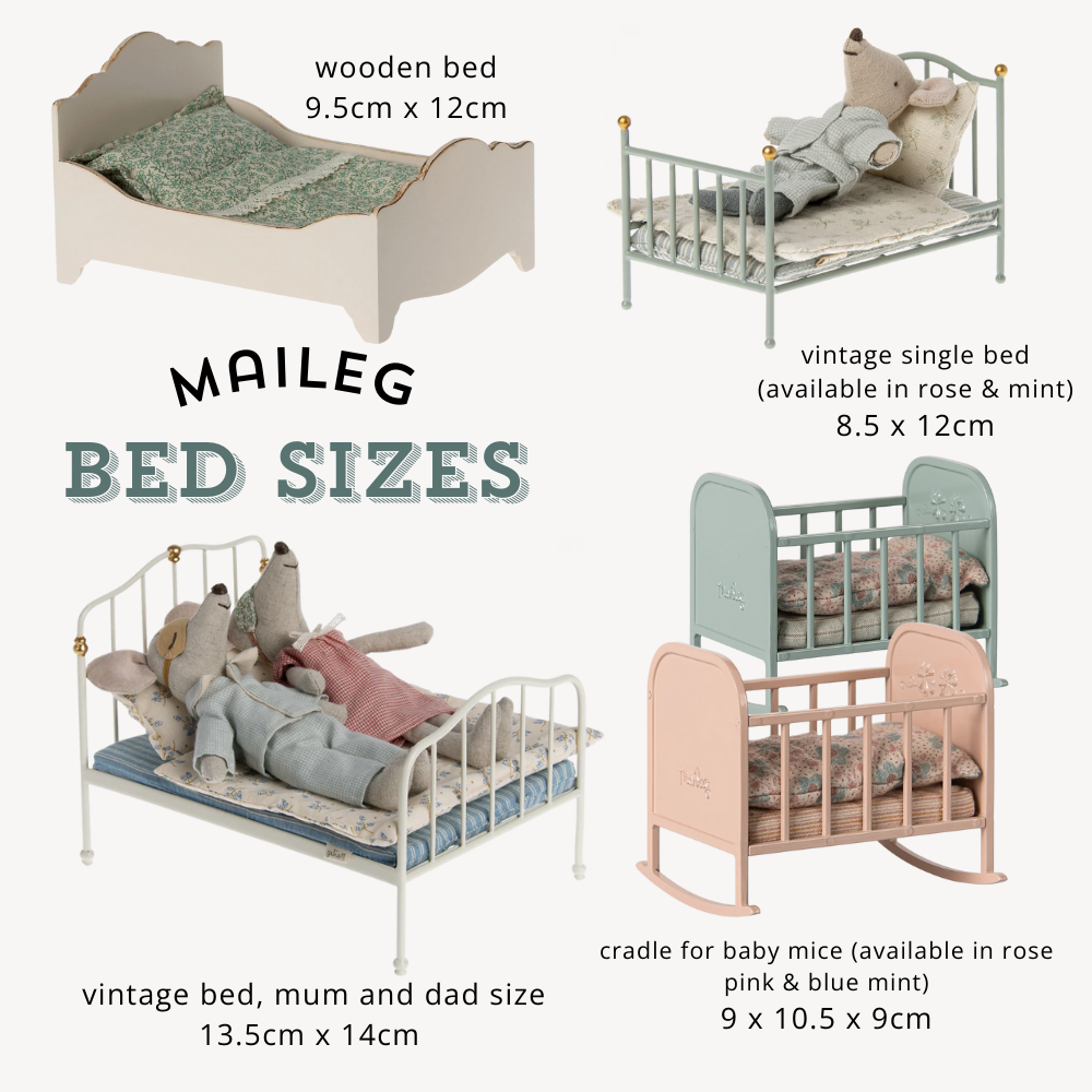 Maileg bed size guide with dimensions