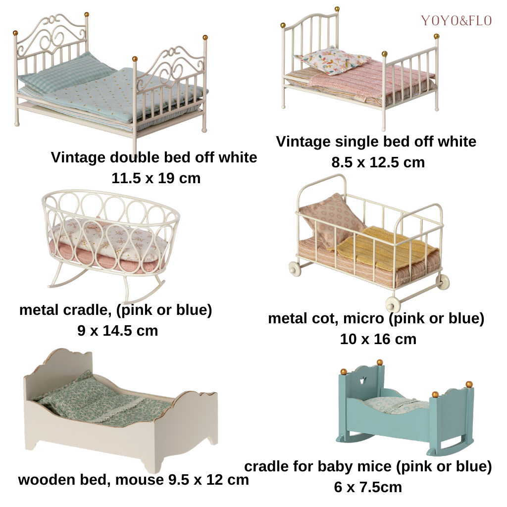 Guide to Maileg Bed Sizes with measurements