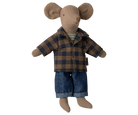 Maileg dad mouse in brown shirt and jeans 
