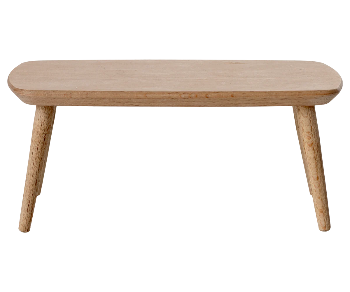miniature dolls house Wooden coffee table with four legs on a white background