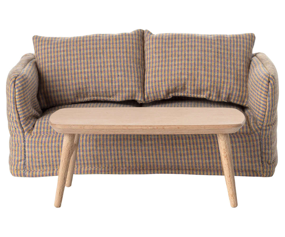 Maileg  dolls house Wooden coffee table and sofa