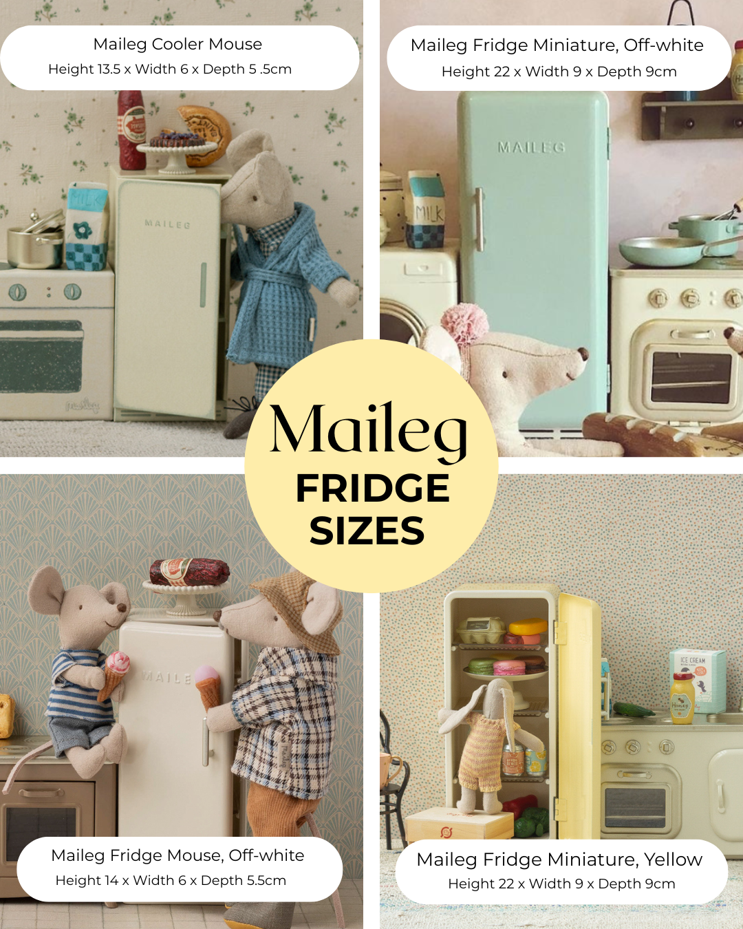 Maileg fridge and cooler size comparison
