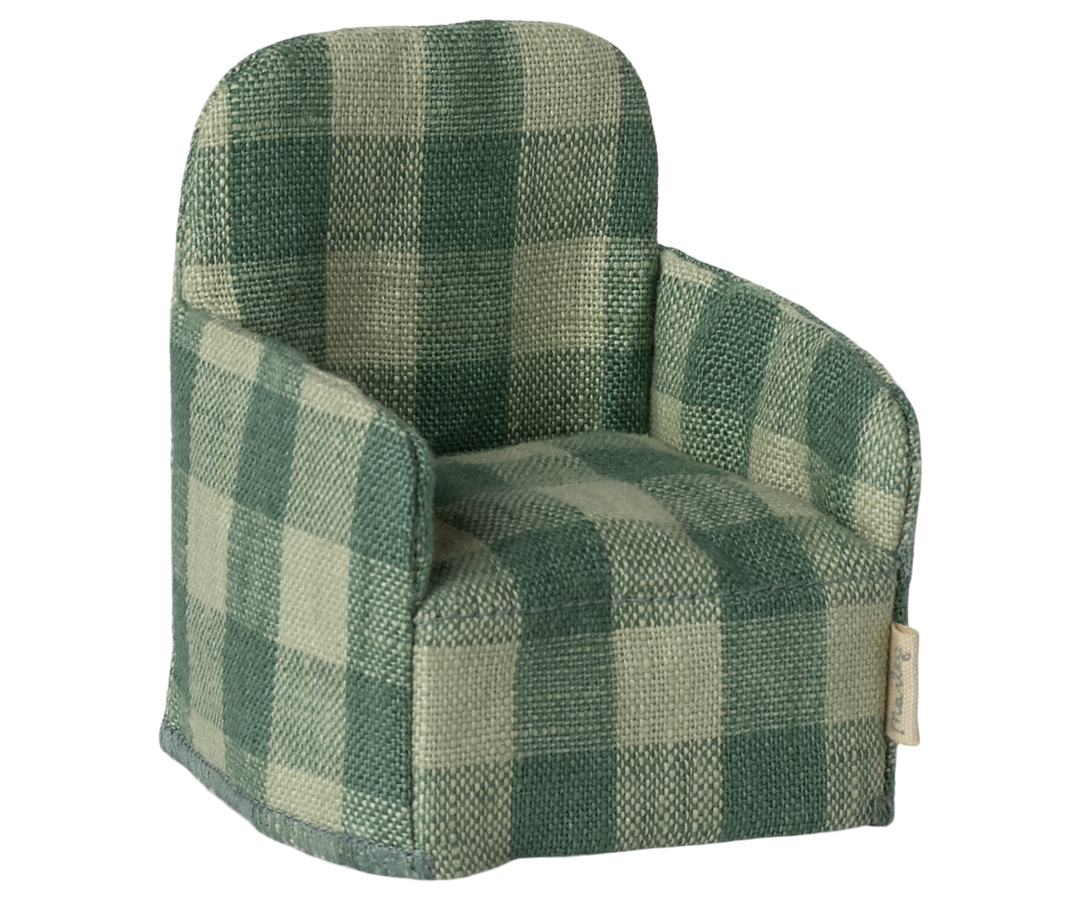 Maileg Armchair for Mouse, Green Check Yoyo Flo