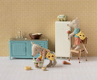Maileg mice in a kitchen dolls house 