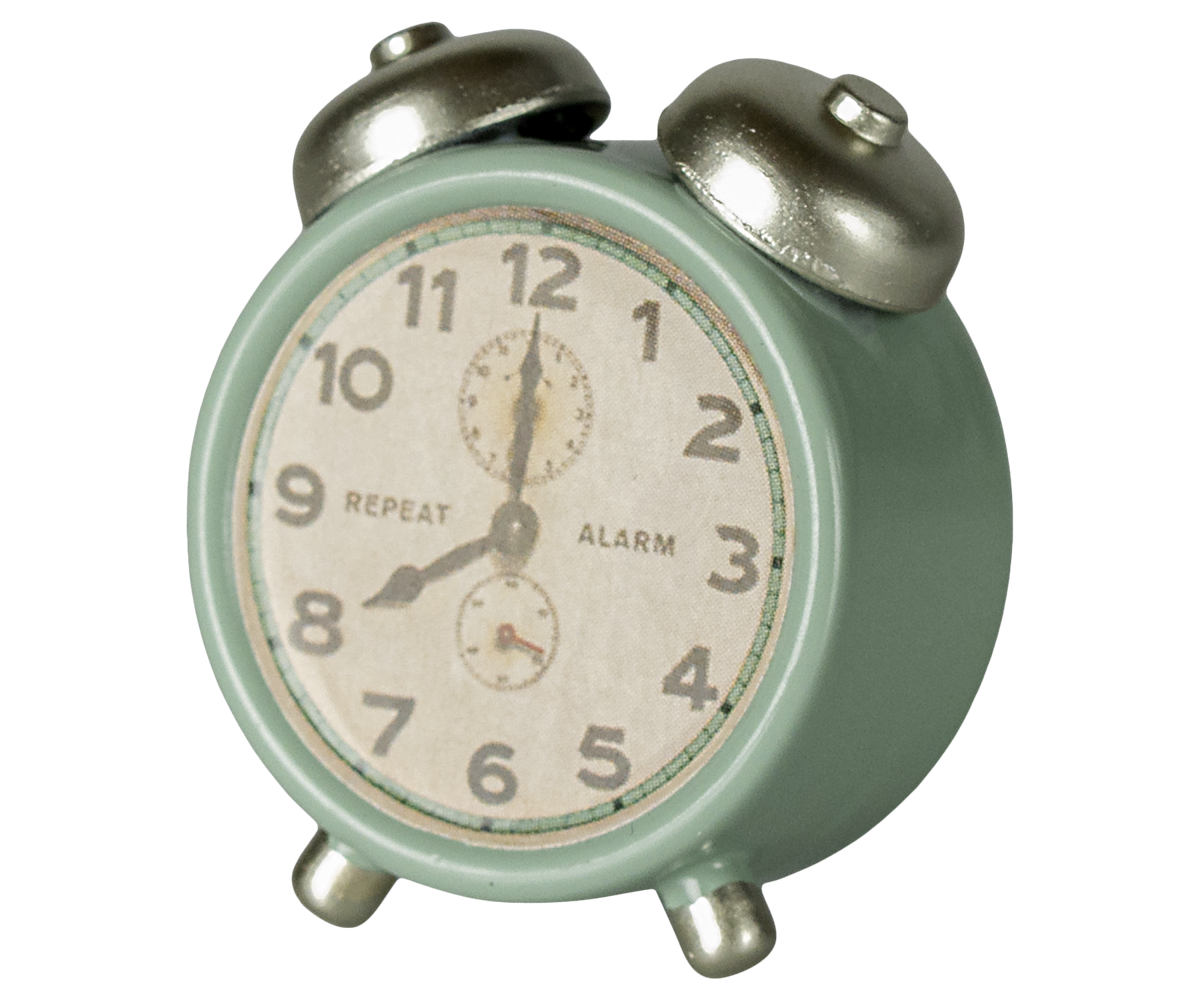 Maileg miniature alarm clock, mint