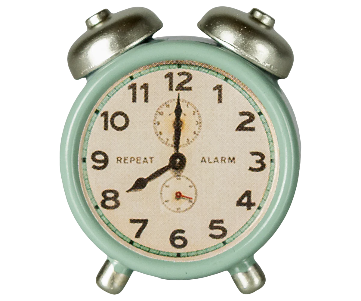 Maileg miniature alarm clock, mint