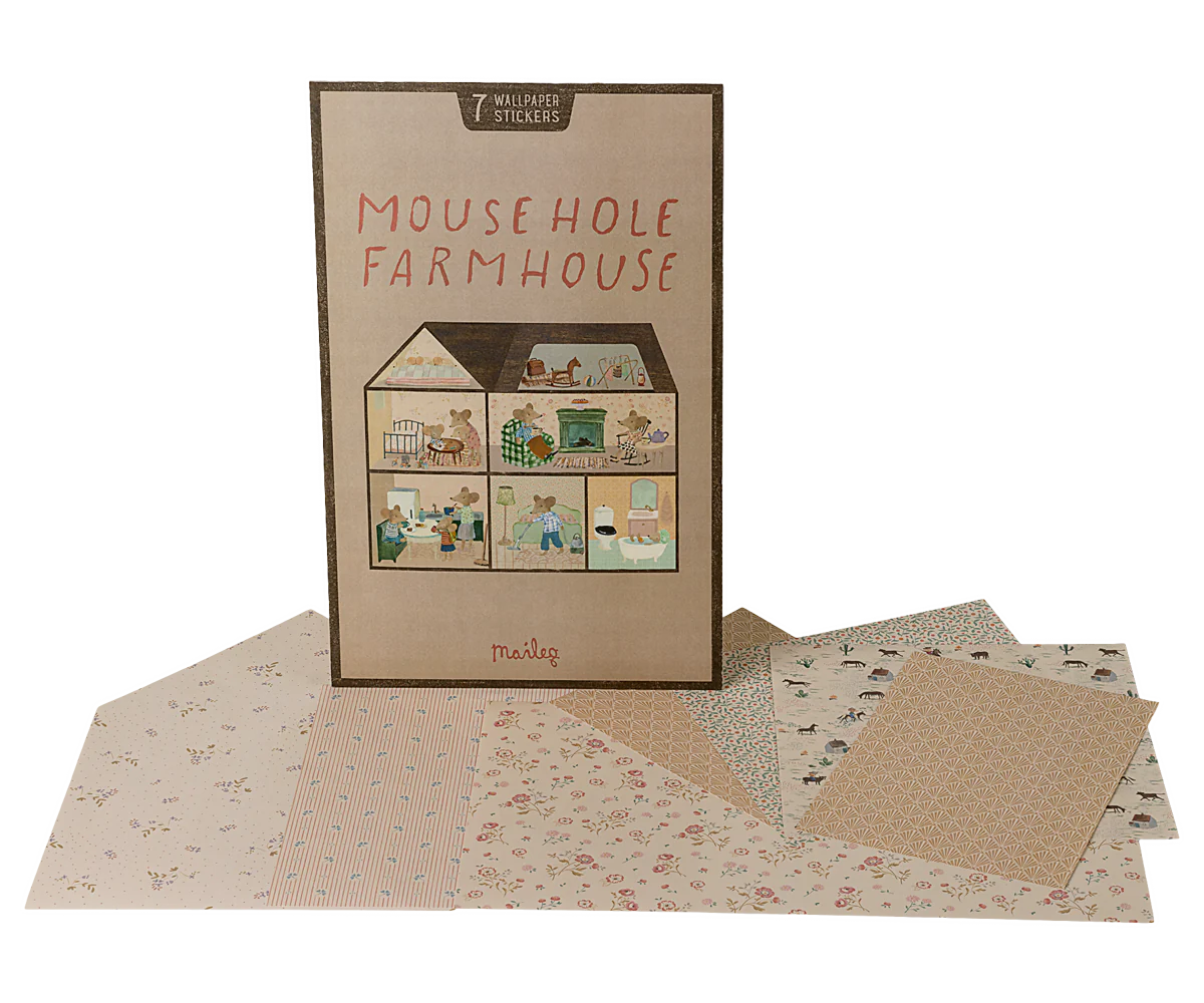 Maileg mouse hole farmhouse wallpaper 