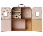 MAILEG suitcase dolls house with patterned interior on a white background