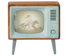 Maileg toy dolls house Vintage-style television with a cowboy on horseback on the screen