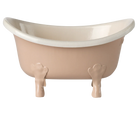 Maileg toy pink freestanding bathtub with white interior on a white background