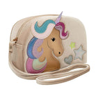 Children's crossbody bag with a unicorn design on a beige background