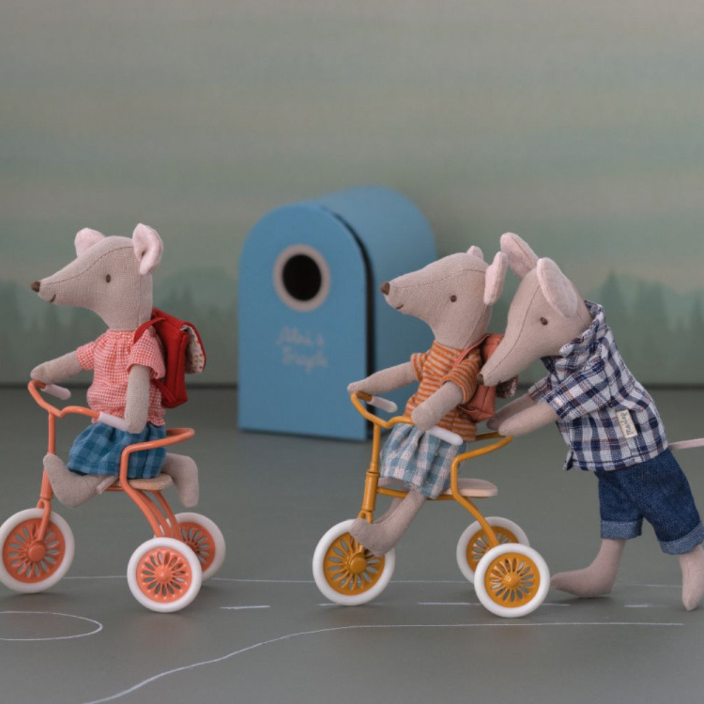 Maileg tricycle mice and tricycles 