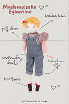 Moulin Roty Eglantine Doll in Dungarees, Les Parisiennes