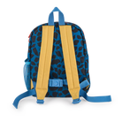Backpack with blue and yellow straps on a white background