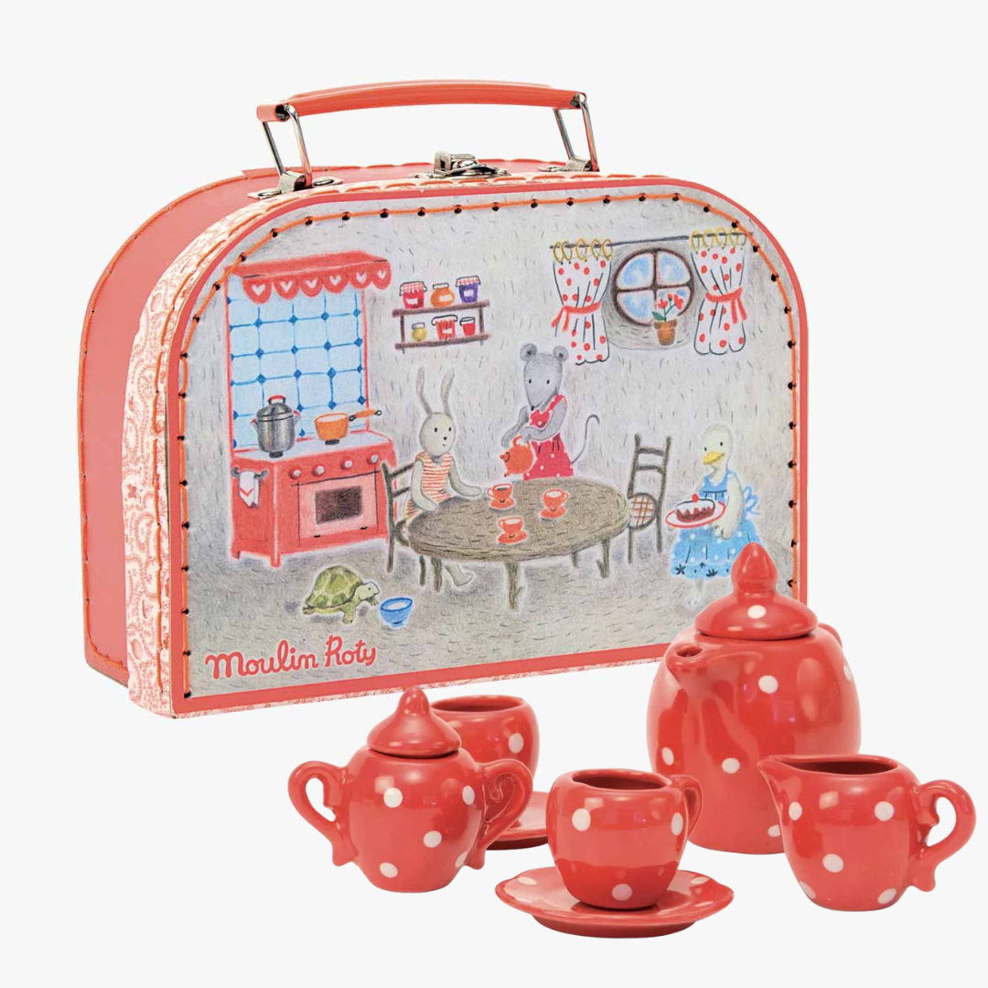 Moulin Roty Ceramic Tea Set, La Grande Famille - Yoyo & Flo