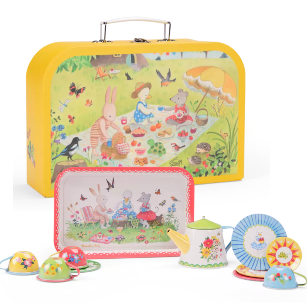 Moulin Roty Metal Tea Set, La Grande Famille - Yoyo & Flo