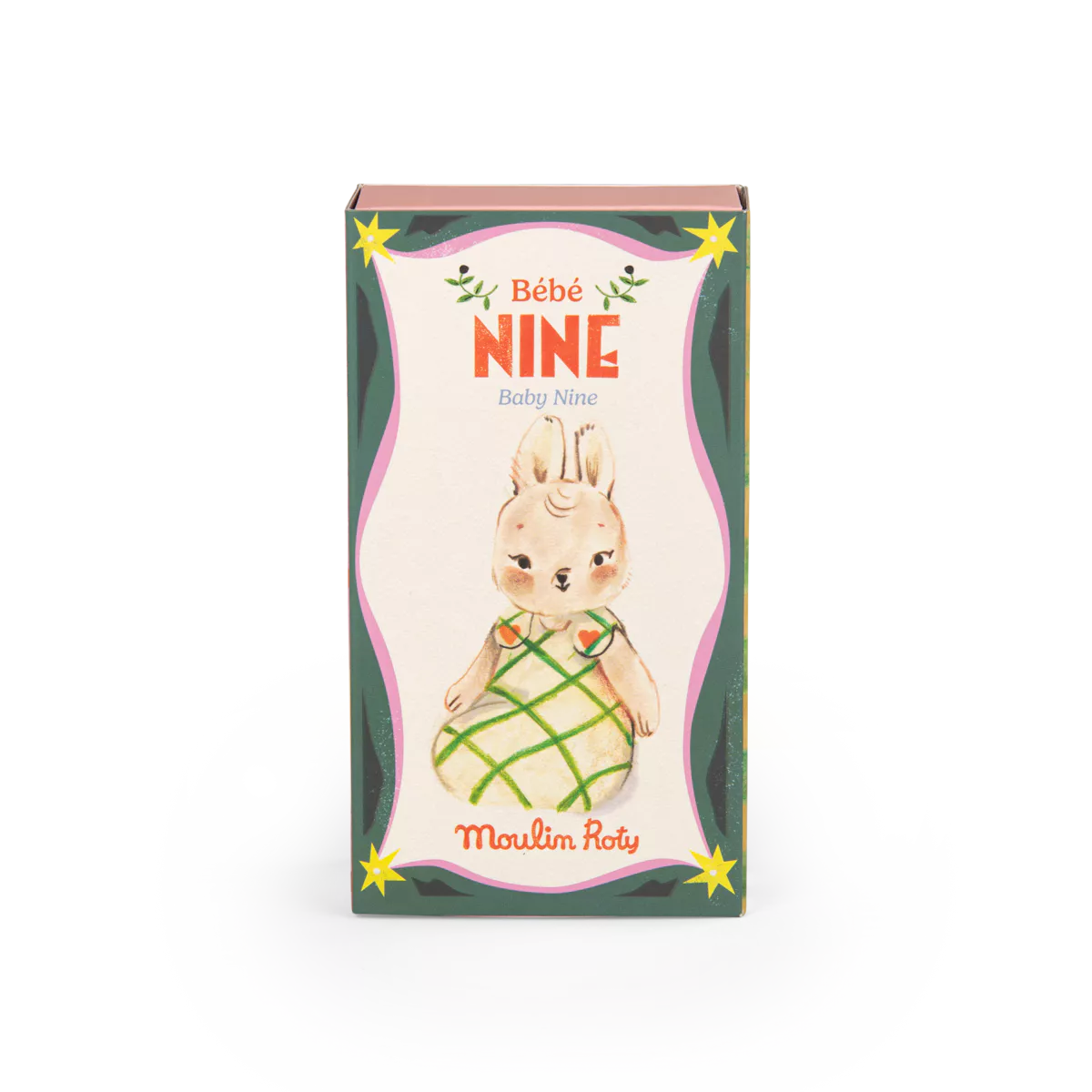 Box with a cartoon baby character and 'Bébé Nine' text on a white background