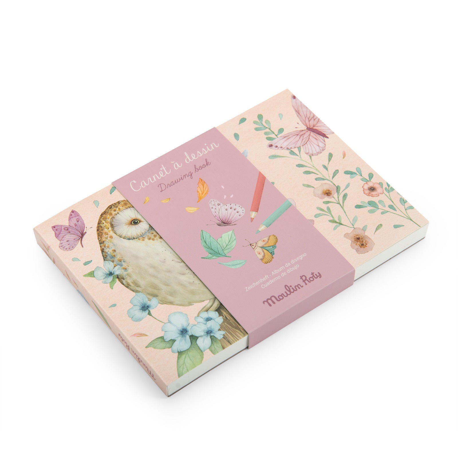 Decorative book with owl illustration on a white background