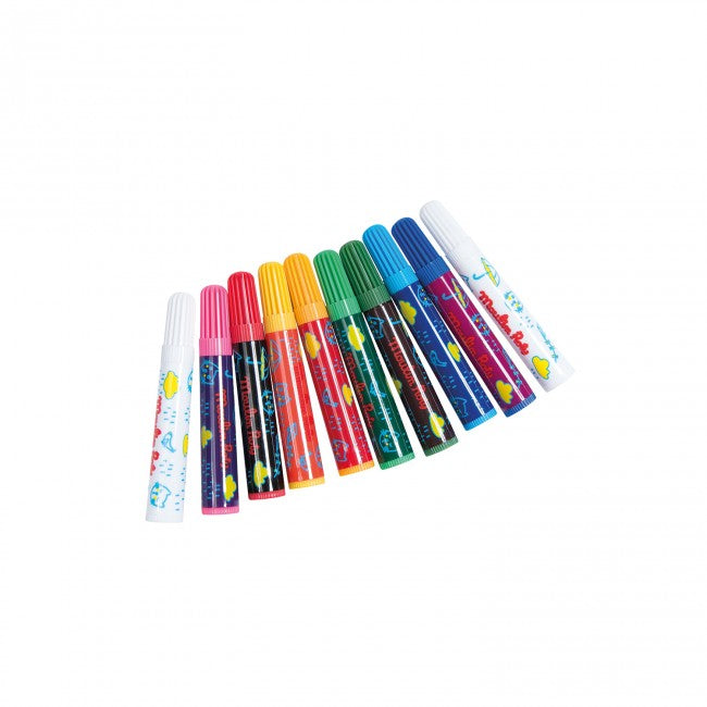 Set of colorful markers on a white background