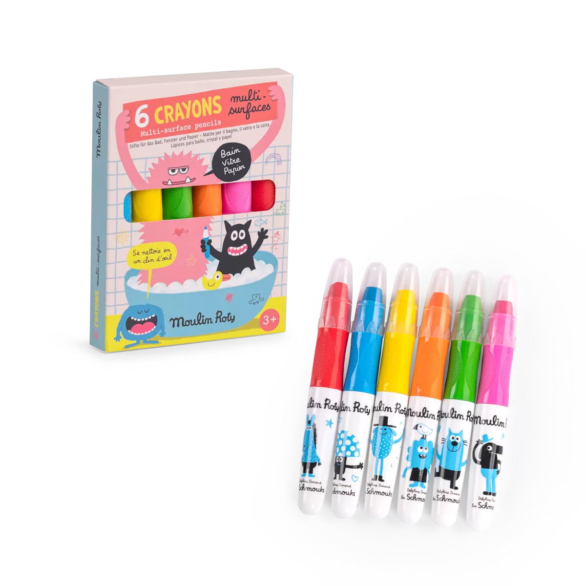 Moulin Roty Multi Surface Crayons, Les Schmouks