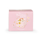 Pink box with illustrations and text on a white background