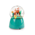 Glowing snow globe with a colorful design on a white background