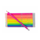 Set of colorful pencils arranged in a rectangular pattern on a white background