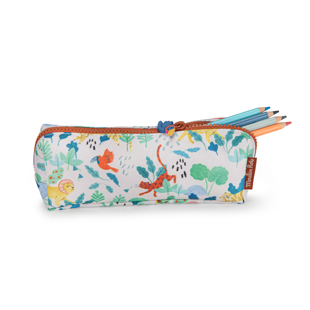 Moulin Roty pencil case with tropical forest design